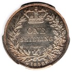 Pcgs Au58 1858 Uk Great Britain Silver Shilling Coin Victoria Young Head 12d