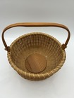 Vintage Nantucket Lightship Basket With Swing Handle  Light Brown