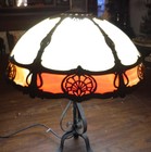 Antique Art Nouveau Curved Slag Glass Dome 12 Panel Table Lamp Shade b h miller 