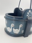 Vintage Hand Painted Wooden Goose Basket Tote Cottagecore Farmhouse Folk Art