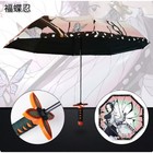 Anime Demon Slayer Folding Umbrella Katana Shape Handle Sun Rain Cosplay Decor