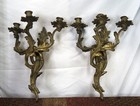 Antique Louis Xv Gilt Ormolu Bronze Wall Sconces Pair 16 Inch Circa 1880