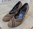 Vintage 1950s Sz 8 5 9 Troylings Tan Light Brown Suede High Heel Pumps Shoes