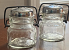 Vintage Style Mason Jar Wire Side Bale Clear Glass Salt   Pepper Shaker Set