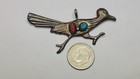 Vintage Southwestern  925 Sterling Silver Roadrunner Pendant W  Turquoise     