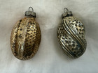 Lot Of 2 Antique Mercury Glass Ornaments-pecan And Walnut Shaped-tree Nuts