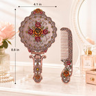 Vintage Hand Mirror Comb Set - Antique Vanity Handheld Makeup Mirror Copper