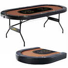 Poker Table 10 Player Texas Holdem Game Folding Casino Metal Legs Cup Holders 