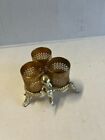 Vintage Vanity Lipstick Holder Accessories Cherub Gold Tone Holds 3 Tubes 