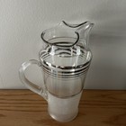 Mcm Cocktail Pitcher Frosted Glass Silver Bands Macbeth Evans Vintage Barware 