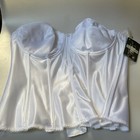 Dominique 8950 White Satin Underwire Bustier Longline Bra Corset Style 44b