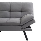Grey Futon Sofa Bed Convertible Split-back Foldable Armrest 600lb Wood Frame