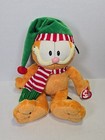 Ty Beanie Buddies 2006 Christmas Garfield Striped Elf Hat   Scarf New With Tags 