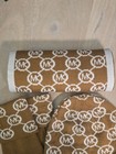 Nwot Michael Kors 3-piece Winter Set Hat Scarf Gloves Dark Camel Cream