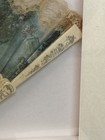 Framed Vintage Lace Hand Fan Shadow Box  Ivory Blue Beige Victorian Scenic
