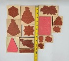 New Lot Of 14 Christmas Winter Designed Wood-mount Rubber Stamps Large med small