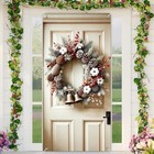 Natural Pinecone Christmas Wreath With Bells 71x35inch Rustic Winter Door Decora
