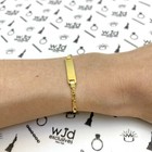 Kids 14k Yellow white Gold Over Sterling Silver Figaro Id Bar Bracelet  solid Li