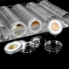 100 Pcs 30mm Clear Round Coin Capsules Plastic Coin Holders  white Gaskets   Box
