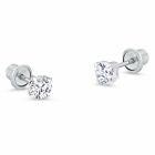 2mm Genuine Natural Diamond Stud Screw Back Earrings In 14k Solid White Gold