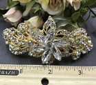 Gold Tone  Clear Stone Flower  Hair Clip Rhinestone 25