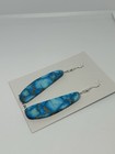 Native American Navajo Handmade Kingman Turquoise Bronze Slab Earrings