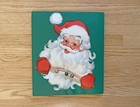 Vtg 50s Dennison Christmas Gift Wrap Wrapping Paper Santa With Real Sleigh Bells