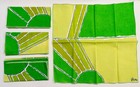 Set Of 4 Vera Neumann Vintage Cotton Napkins Green Sun Mod White Retro
