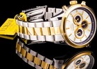 Invicta Men Specialty  Chronograph 18k Gold Silver Dial Two Tone Bracelet Watch