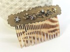 Vintage Art Nouveau Style Rhinestone Hair Comb Accessory Gold Tone Ab 1950 s