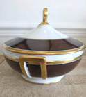 Richard Ginori Contessa Brown 8  Round Tureen Bowl W lid - Display - Almost Mint