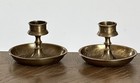  2  Vtg Etched Brass Candle Holder Candlestick W wax Catcher 3    Tall India