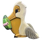 9    Pelican With Fish Hand Carved Wood Tropical Sculpture Bird Decor Ooak