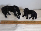 Realistic 2 Black Stallion Horse Figurine Figurines Figure Lot Real Animal Fur  