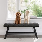 45  Tufted Faux Leather Storage Bench Metal Frame 330 Lbs Black
