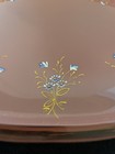  Bohemian Enameled Floral Pink Cased Glass Dresser Or Vanity Tray
