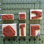 Stampin    Up  Power Up Rubber Wood Vintage Retired 6 Piece Stamp Set Tools