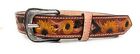 Kids Sunflower Western Leather Belt  Hand Decorated Baby Toddler Leather Belt