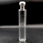 Glass Vanity Dresser Jar 7 5  Sterling Silver Screw Lid England 1920 Antique