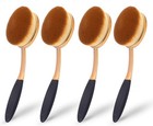 Large Rose Gold Foundation Contour Round Toothbrush Oval Makeup Brushes 4pcs