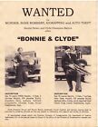 Bonnie   Clyde Wanted Poster Texas Murders Gang Mob Bonnie Parker Clyde Barrow    