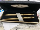 Vintage Centennial Pen And Mechanical Pencil Set Of 3 Gold Tone Cool Black Box
