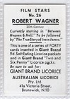 Australian  giant Brand  Licorice 1956  Film Stars Robert Wagner