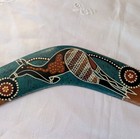 Aboriginal Contemporary Boomerang Brigalow Wood Hand Painted Kangaroo Australia