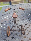Vintage Metal Tricycle Ride-on Toy W  Pedals  Wood Seat   Wheels