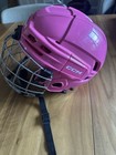 Ccm Tacks 70 Jr L Pink Full Face Ice Hockey Helmet W  Cage Chin Strap