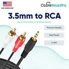 3 5mm Audio To 2 Rca Cable Aux Stereo Car 1 8  Sound Cord Wire Male Y Splitter