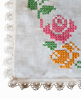 Vintage Peacocks Embroidered Tapestry Wall Hanging Or Table Top Fabric Art Panel