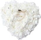 Wedding Ring Pillow  Irovy Ring Bearer Holder Pillows Heart Shape Rose Lace C   