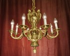 Large Figural Antique Bronze Mazarin Chandelier     France Circa 1880   1900    29 